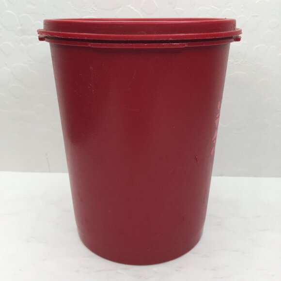 Vintage Rare Tupperware Servalier Red Tulip Quilt Container Sunburst Lid 811-13 - Picture 4 of 13